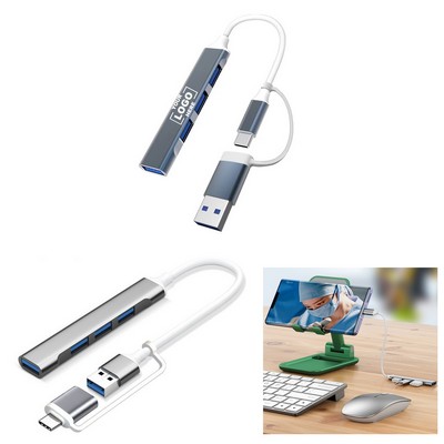 Recycled Aluminum 4-Port USB-A and C Hub