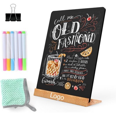 Tabletop Chalkboard with Wood Holder 7.8x12 Inch