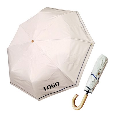 Bent Hook Wooden Handle Sunny Umbrella