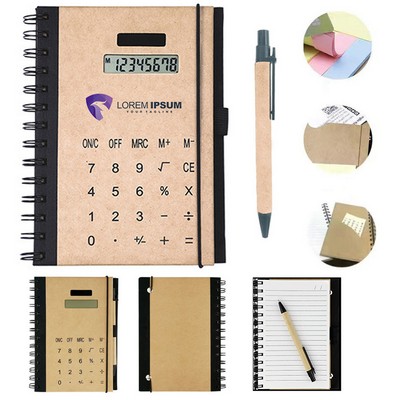 Multi Function Spiral Notebook Solar Calculator With Pen