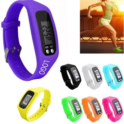 Silicone Bracelet Pedometer Sport Watch