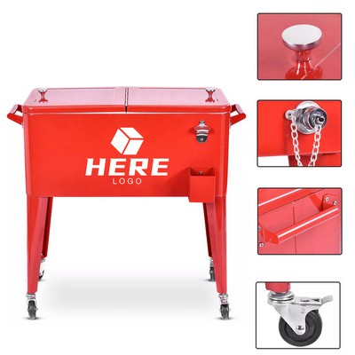 80 Quart/75 L Portable Rolling Cooler Cart with Wheels