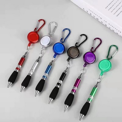 Retractable Metal Pen With Carabiner