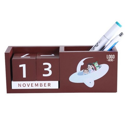 Wooden Perpetual Desk Calendar