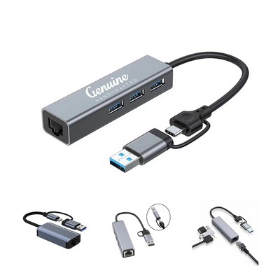 USB Hub with Network and Multi-Device Power Station