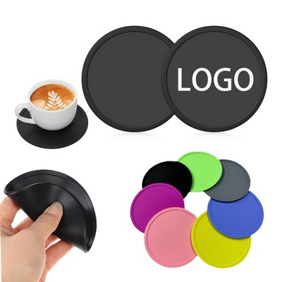 Round Silicone Coaster with Spill-Proof Ring
