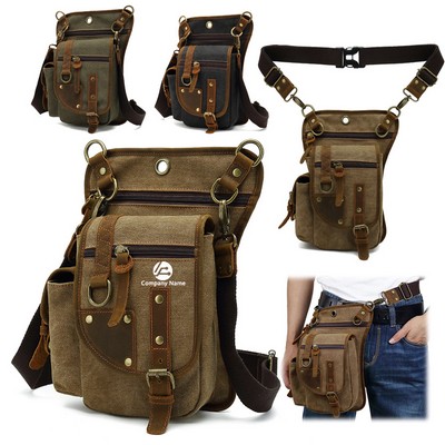 Canvas Drop Leg Bag Tactical Thigh Outdoor Waist Pack