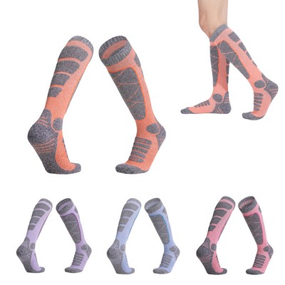 Custom Women's Winter Ski Sport Socks Thermal Knee-high Warm Cotton Socks