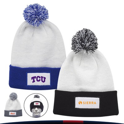 Haines Two-Tone Knitted Pompom Beanies