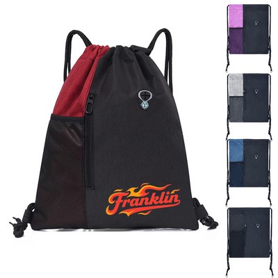 MOQ50 Nylon Colorblock Drawstring Bag