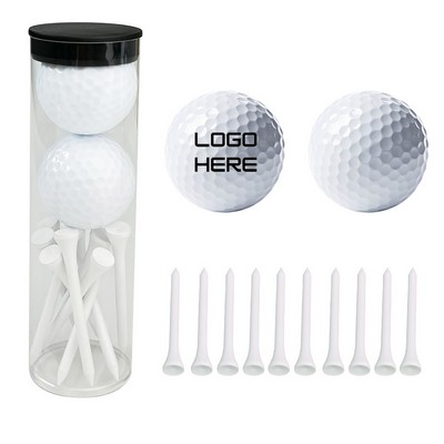 2 Ball Tube with 10 Golf Tees -Custom lmprint
