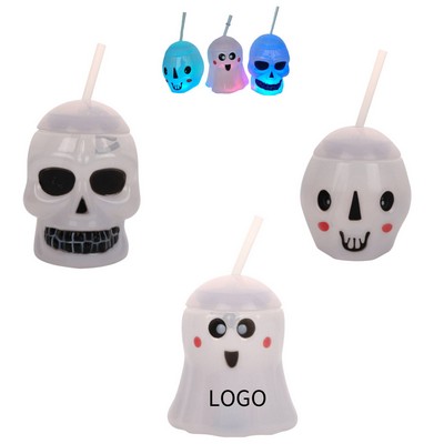 Halloween Ghost Disposable Plastic Straw Cup