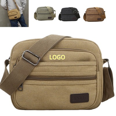 Stylish Multi-Layer Canvas Crossbody Bag