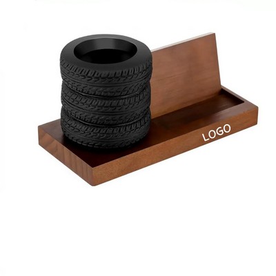 Tire-Shaped Pencil Holder And Business Card Organizer