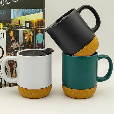 12 Oz Cork-bottomed Mug With Lid