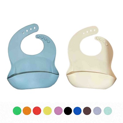 Cute Silicone Baby Bib With Big Pocket
