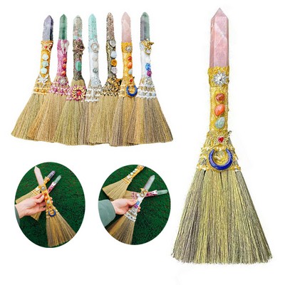 Natural Crystal Crafts Crystal Point Tower Clear Rose Quartz Magic Broom for Gift
