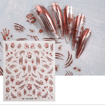 Halloween Creepy Bloody Nail Stickers Decals Self-Adhesive Nail Art Fingertip Art