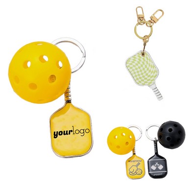 Pickleball Racket Zinc Alloy Keychain
