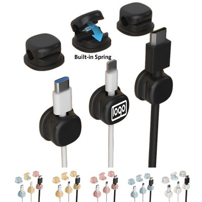 6PCS Spring-Loaded Silicone Cable Clips – Desk Organizer