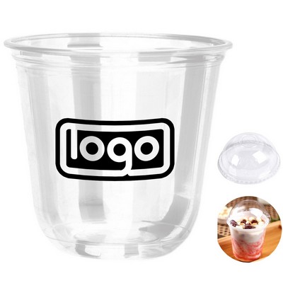 12oz Disposable U Shaped Plastic Cups w/ Lid