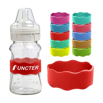Wavy Silicone Custom Water Bottle Anti-Slip Wear-Resistant Label Ring Protective Sleeve