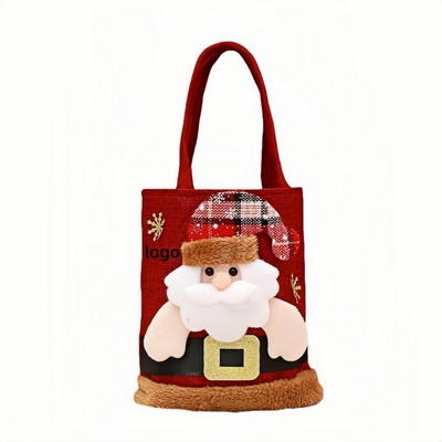 Festive Christmas Apple Gift Bag with Handle for Candies and Holiday Treats