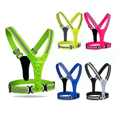 LED Adjustable Visibility Light Safety Vest