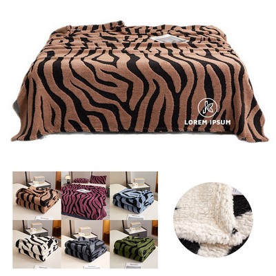 Fuzzy Flannel Zebra Print Plush Blanket Blanket