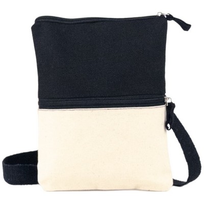 Blank Crossbody Essential 11 oz Canvas Pouch Bag | Daily Travel Commute Black (8x10)