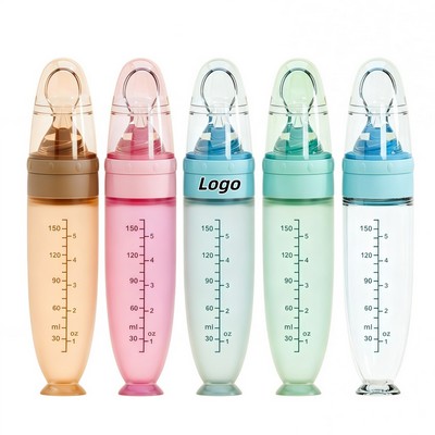 150ML Silicone Baby Food Squeeze Bottle with Soft Spoon Tip