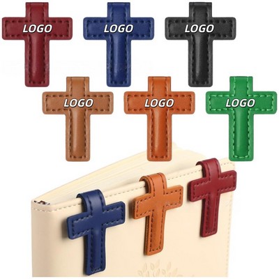 Vintage PU Leather Magnetic Cross Bookmark