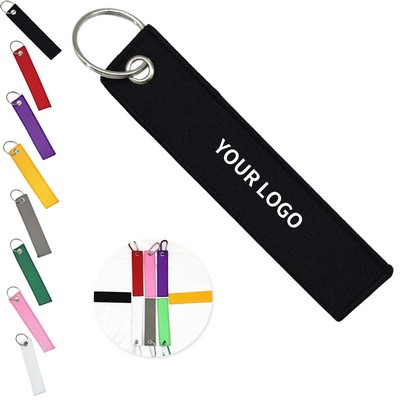 Double Sided Embroidered Fabric Key Tag