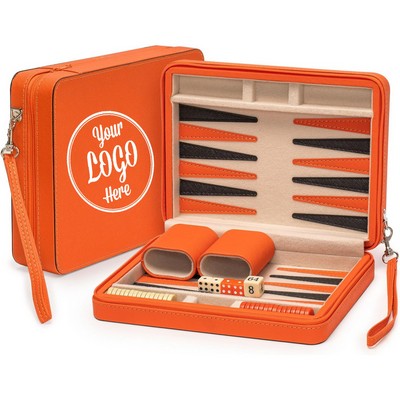 Travel Magnetic Leatherette Backgammon Mini Game Set