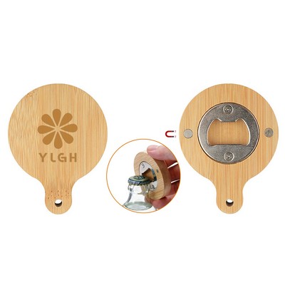 Round Bamboo Opener With Handle