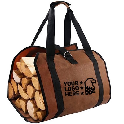 Large Canvas Firewood Carrier Bag for Home Outdoors