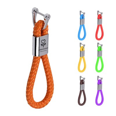 Leather Rope Weaving Keychain For Car