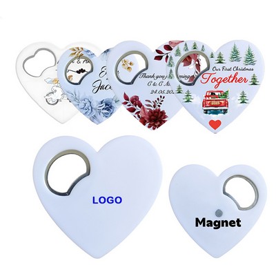 Custom Heart Shaped Wedding Favor Magnet Bottle Opener