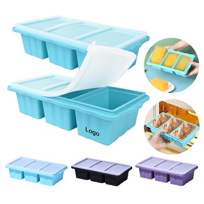 3-Cavity Silicone Large ice-cube Freezer Molds With Lids