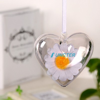 2.36" Acrylic Heart Shaped Fillable Ornaments DIY Christmas Ball