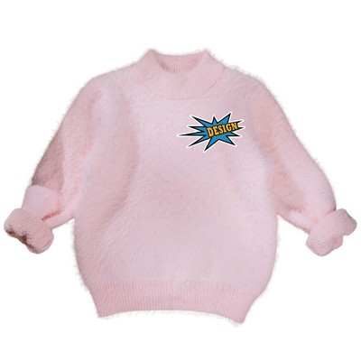 Custom Emblem Fluffy Kids Turtleneck Sweater