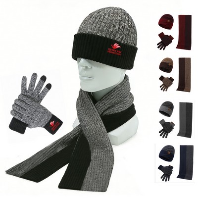 Cozy Winter Scarf Hat Gloves Combo
