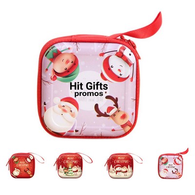 Christmas Square Shape Coin Purse w/ Zip
