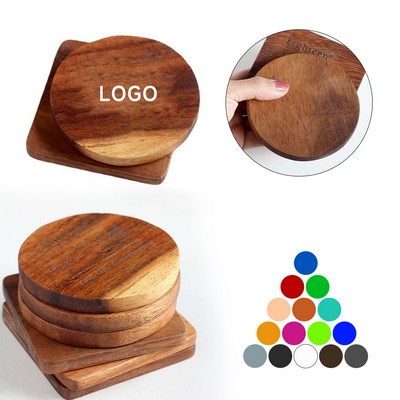 Set of 2 Natural Wooden Coasters