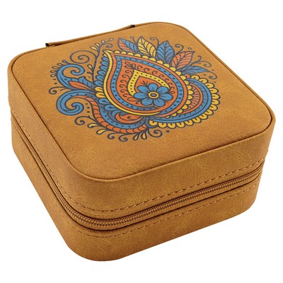 Leatherette Travel Jewelry Box with Black Lining