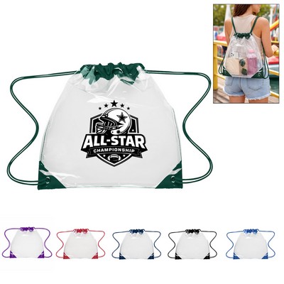 Clear Stadium Drawstring Backpack-12'' x 12''