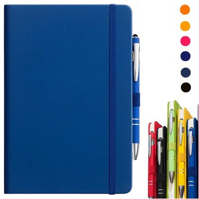 A5 Lined PU Leather Writing Journal Notebook with Pen