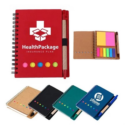 Spiral Notebook With Sticky Notes And Flags