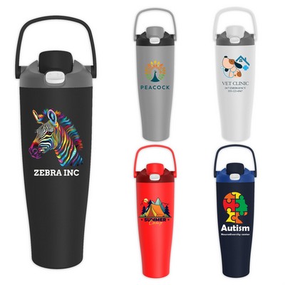 Stowe 40oz Recycled Stainless Steel Travel Mug with Handle and Straw