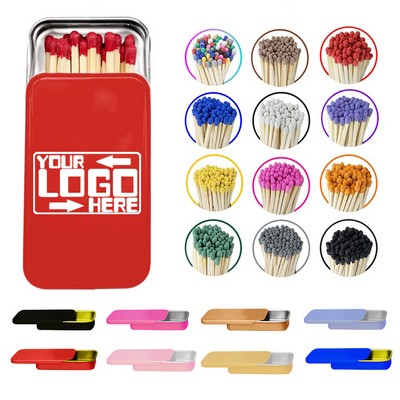 20 Count Wooden Match in Slide on Tin Box